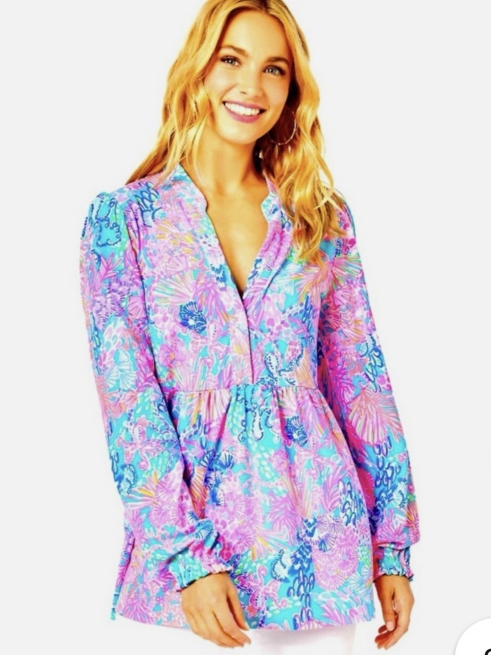 Lilly Pulitzer Winona Knit Tunic Top Multi Splendor In The Sand size small